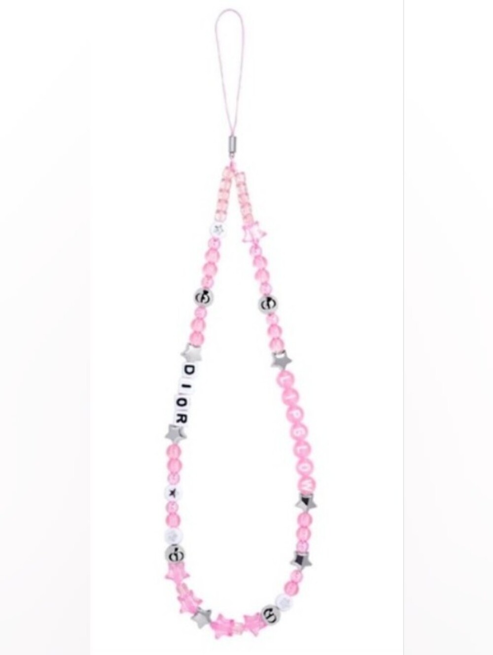 Dior Pink Beaded Logo Phone Charm BRAND NEW IN THE BOX